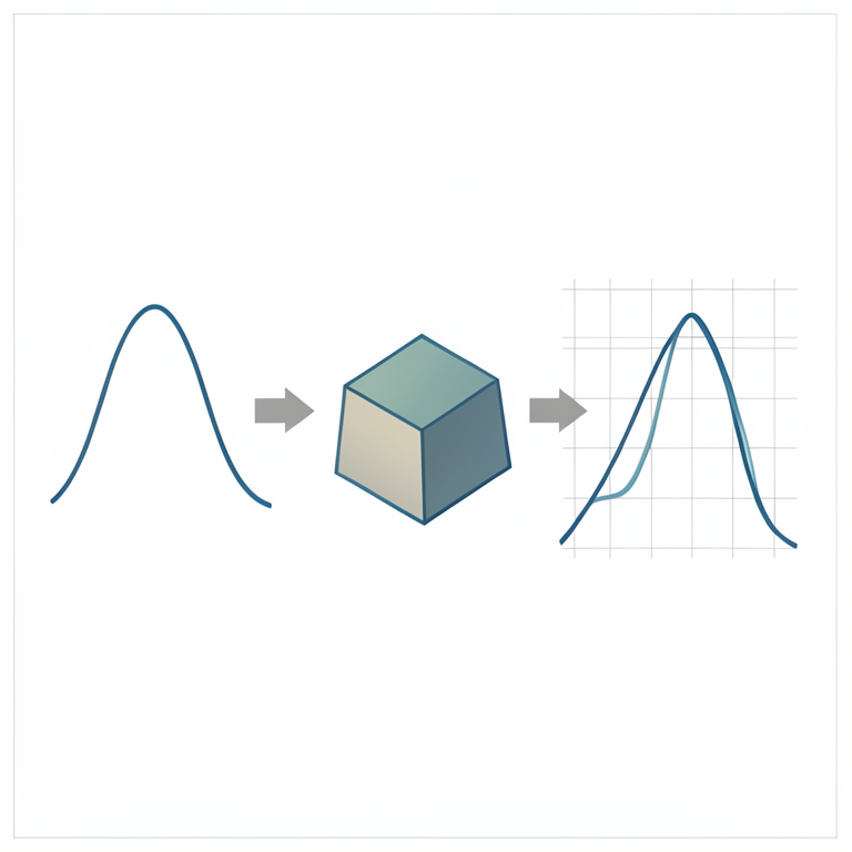 AI-generated conceptual illustration (Mathematical probability density functions represented as geometric curves on a coordinate plane). It explains the idea and does not show study data.