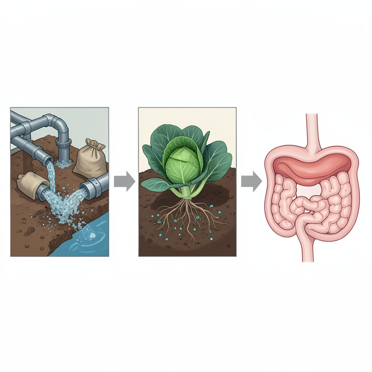 AI-generated conceptual illustration (Leafy green vegetables and root vegetables in soil). It explains the idea and does not show study data.