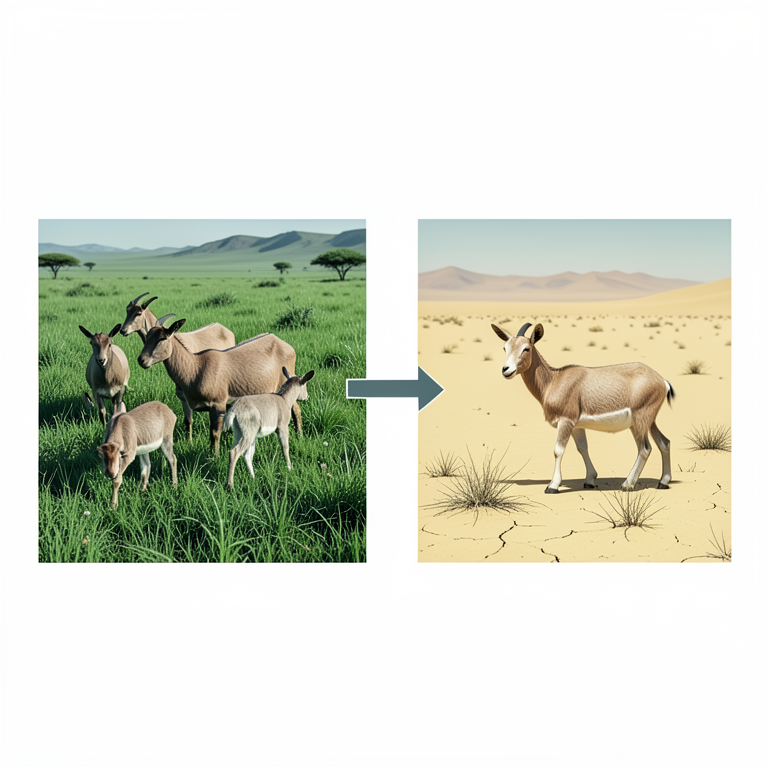 AI-generated conceptual illustration (Desert goats). It explains the idea and does not show study data.