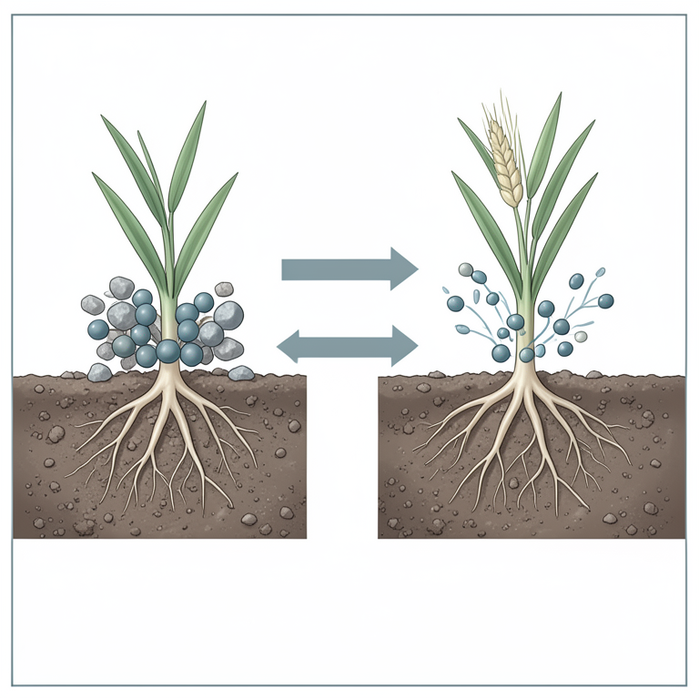 AI-generated conceptual illustration (wheat roots in alkaline soil). It explains the idea and does not show study data.