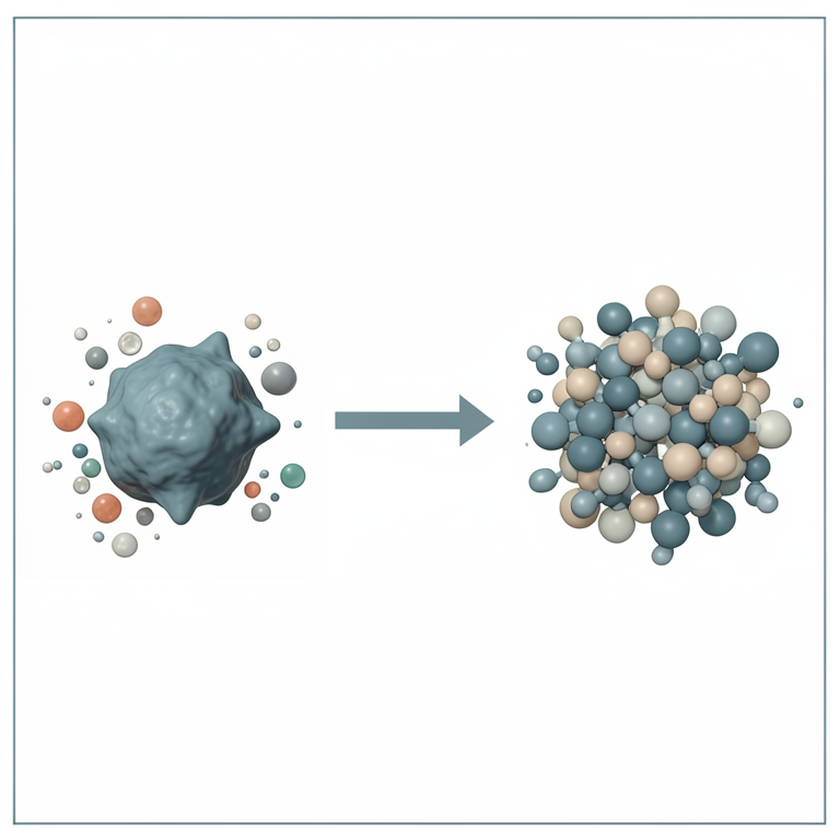 AI-generated conceptual illustration (Laccase enzyme and phenolic molecules in wastewater). It explains the idea and does not show study data.